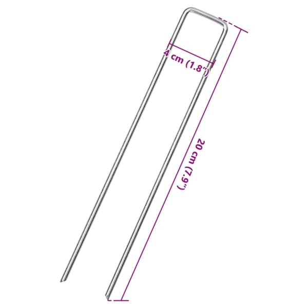 Markpinne U-format 50 st 20x4 cm galvaniserat stål