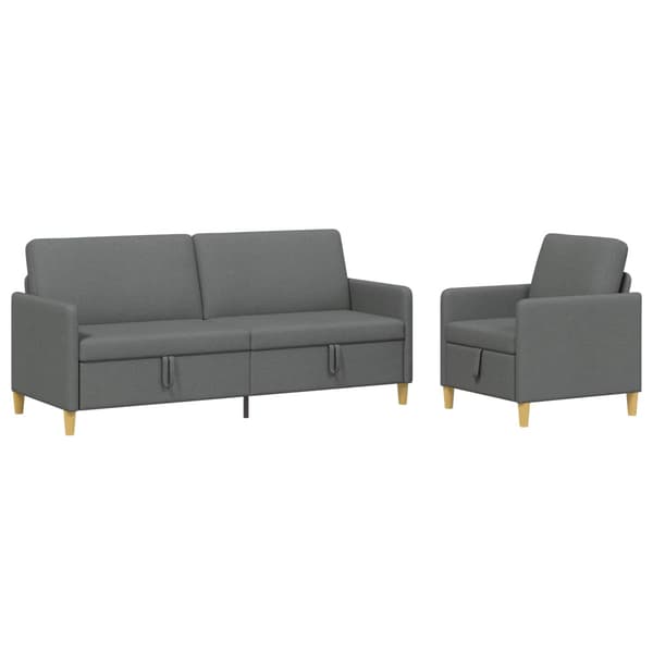 Soffgrupp med förvaring 2 pcs Mörkgrå Polyester
