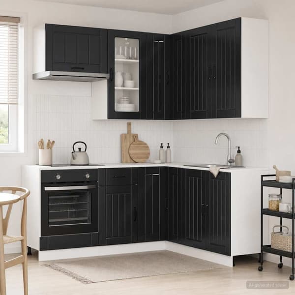 Köksenhet LUCCA 8 pcs Svart Konstruerat trä