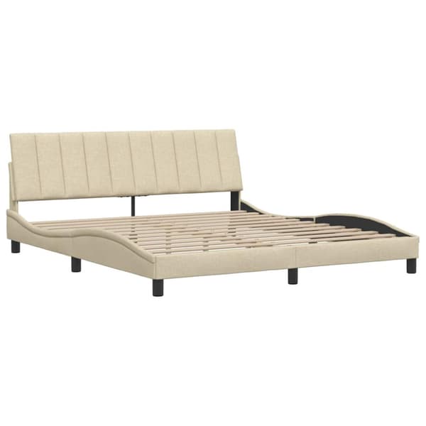 Bed Frame without Mattress "Hanko" Cream 180x200 cm Fabric