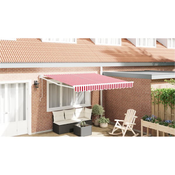 Utfällbar markis Röd och Vit 350 x 250 cm