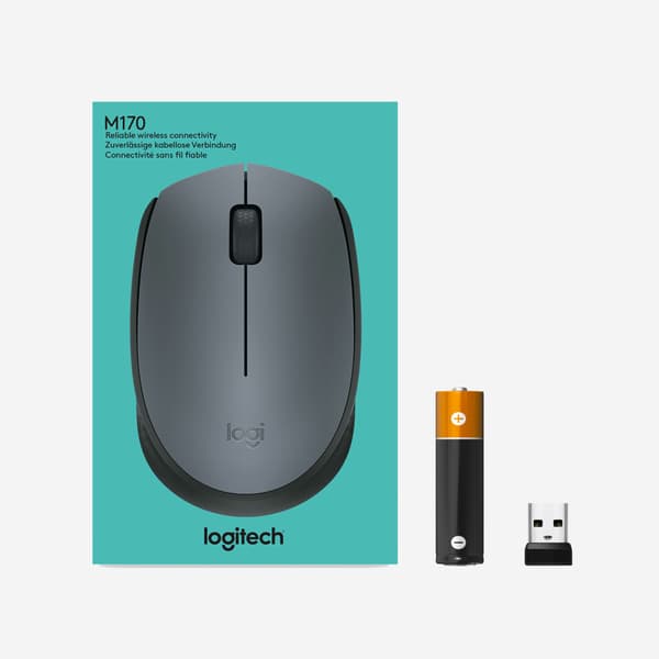 Logitech M170 Grey-K datormöss Ambidextrous RF Trådlös Optisk 1000 DPI