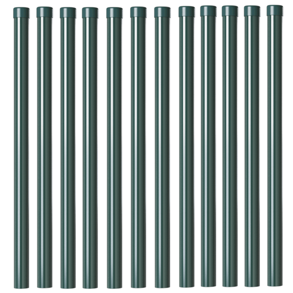 Stängselstolpe 12 pcs Grön 80 cm Pulverlackerad stål
