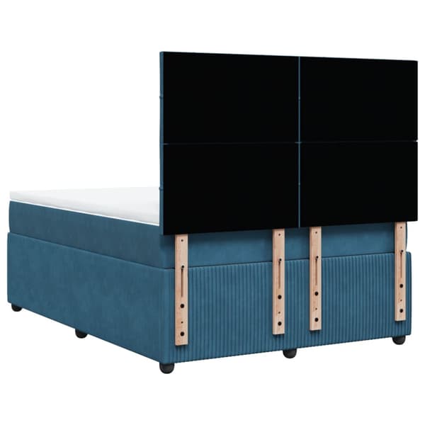 Ramsäng med madrass blå 140x190 cm sammet
