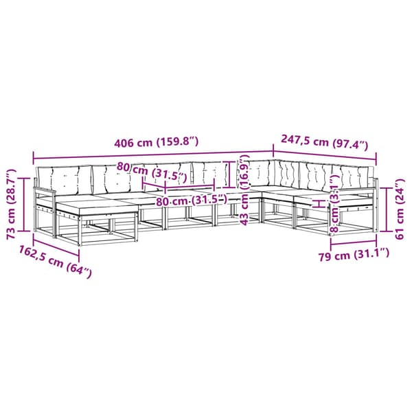 Utomhussoffset 8 pcs Vit och antracit