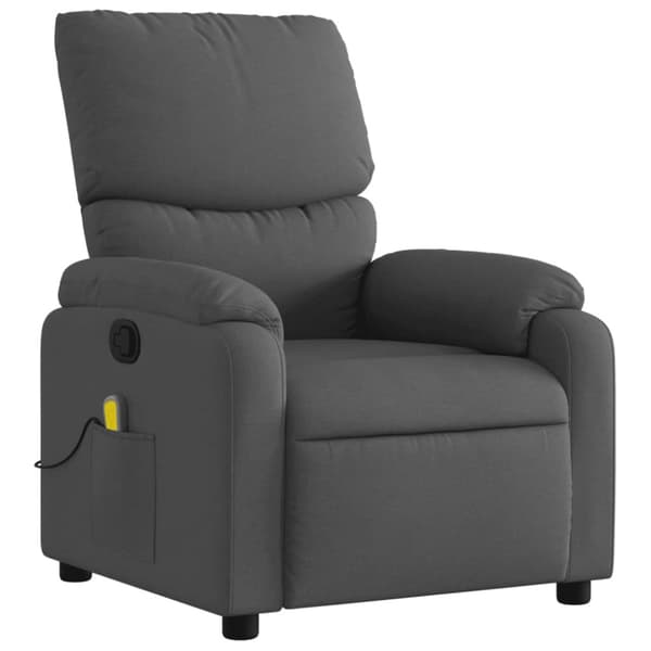 Massagefåtölj mörkgrå tyg