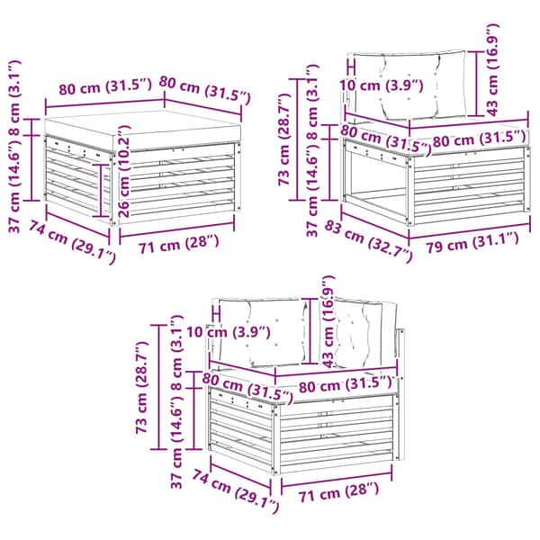 Utomhussoffset med kudde 6 pcs Vit och antracit Polyester
