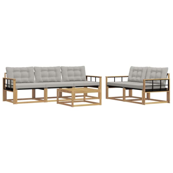 Utomhussoffset 6 pcs Vit och ljusgrå 79 x 79 x 37 cm