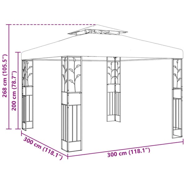 Paviljong 3 x 3 x 2,68 m Grön Polyester och Stål