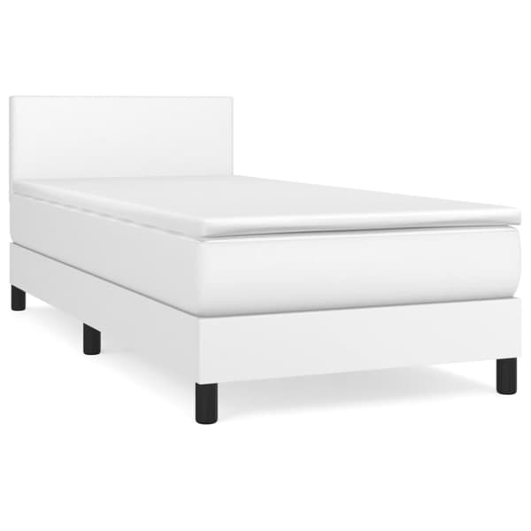 Ramsäng med madrass vit 90x190 cm konstläder