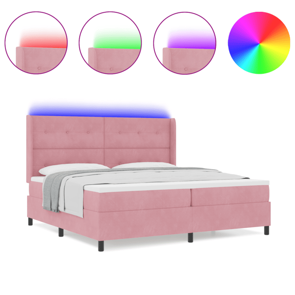 Bäddfjäder med LED-ljusslingor Rosa 200 x 200 cm Sammet