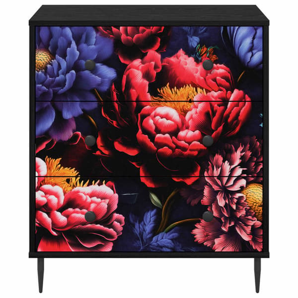 Kommode KIEL Mörk piontryck 66 x 36,5 x 76 cm Konstruerat trä