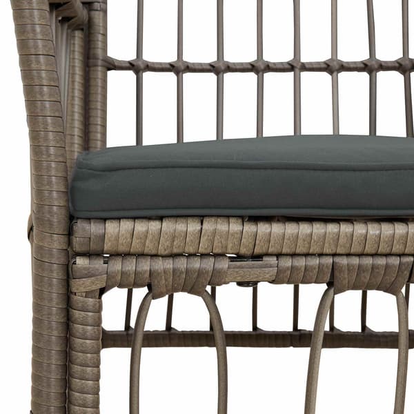 Trädgårdsstolar 2 st Grå PE rattan, Stål och Polyester Tyg