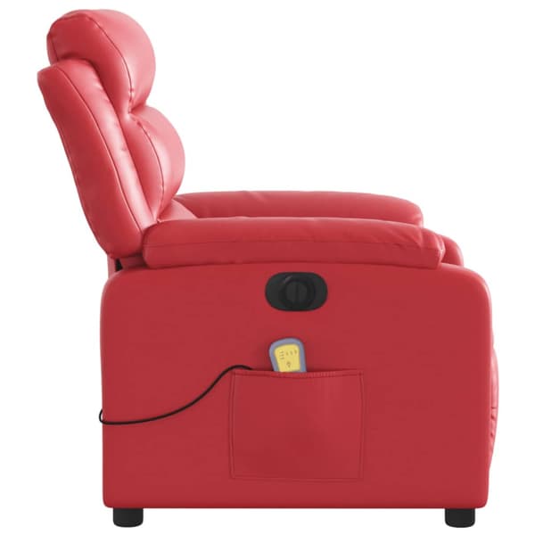Elektrisk massagefåtölj röd konstläder