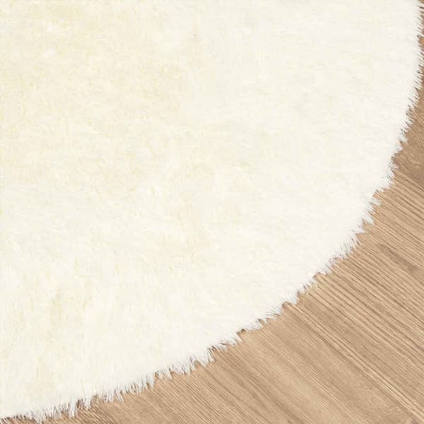 Ryamatta med lång lugg NAVARRA gräddvit 200x200 cm polyester