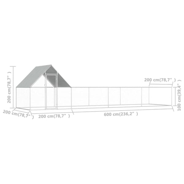 Hönsbur 8x2x2 m galvaniserat stål