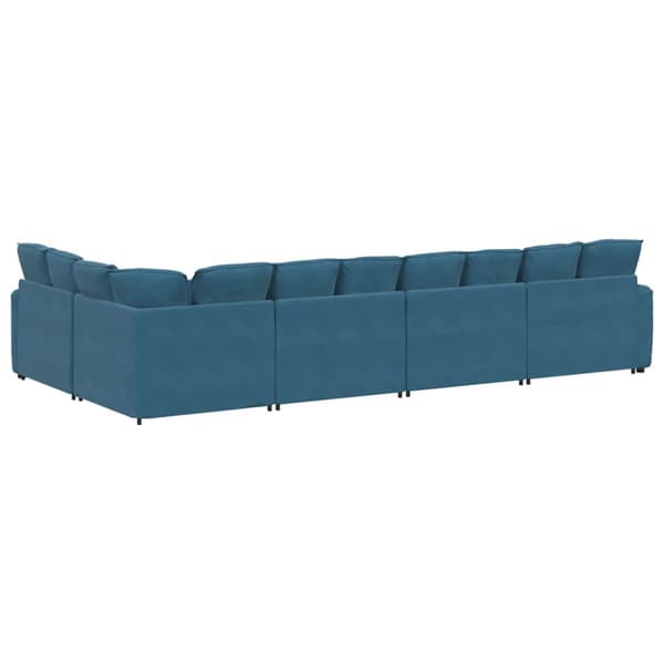 Modulsoffa med dynor sammetsblå