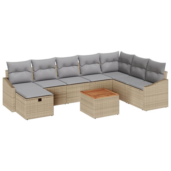 Trädgårdsoffset 9 st Beige konstrotting