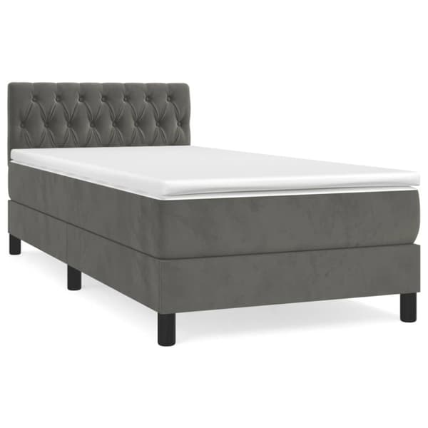 Ramsäng med madrass mörkgrå 100x200 cm sammet
