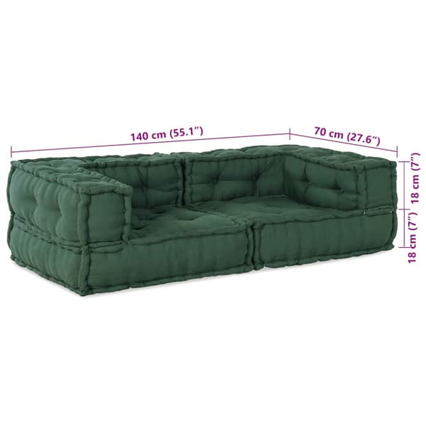 2-sits modulsoffa grön 140x70x36 tyg