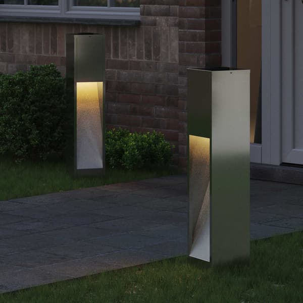 Solcell LED-vägbelysning 2 pcs Silver Galvaniserad