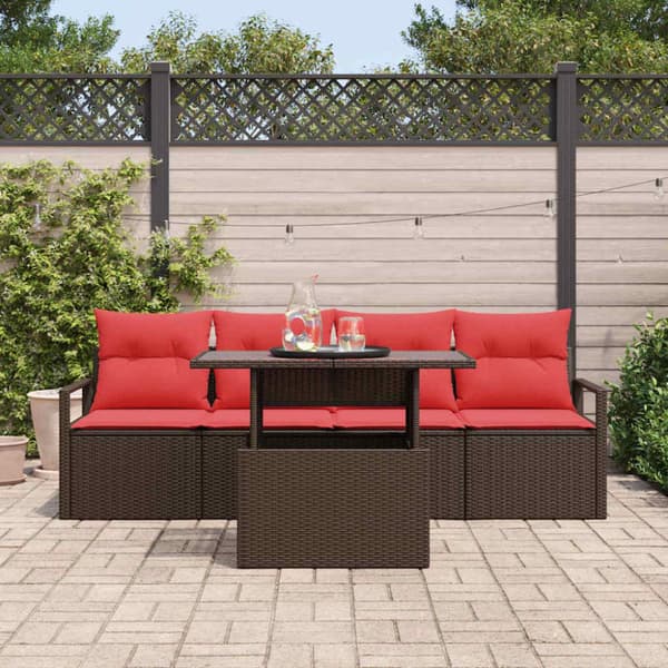 Trädgårdsoffset 5 st Brun Poly rattan