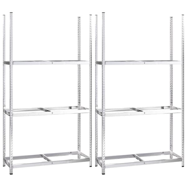 Däckställ 3 hyllplan silver 2 st 110x40x200 cm stål