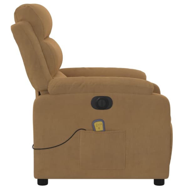 Elektrisk massagefåtölj brun sammet