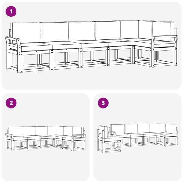 Utomhussoffset med kudde 6 pcs Vit och grädde Polyester