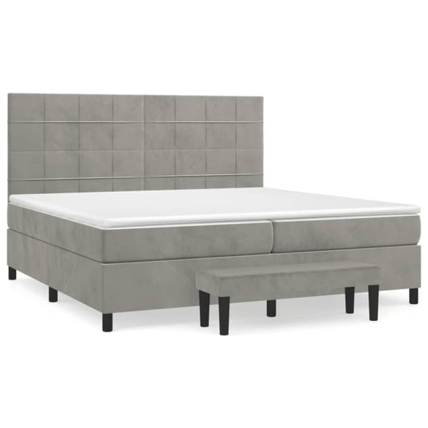 Ramsäng med madrass ljusgrå 200x200 cm sammet
