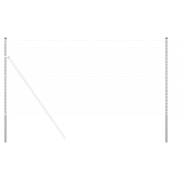 Stängselstolpe 2 pcs Silver Pulverlackerad stål