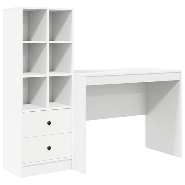 Skrivbord med låda 2 pcs Vit