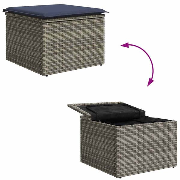 Trädgårdsoffset med kudde 9 pcs Grå konstrotting