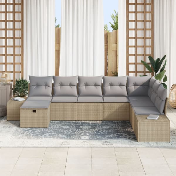 Trädgårdsoffset 8 st Beige konstrotting