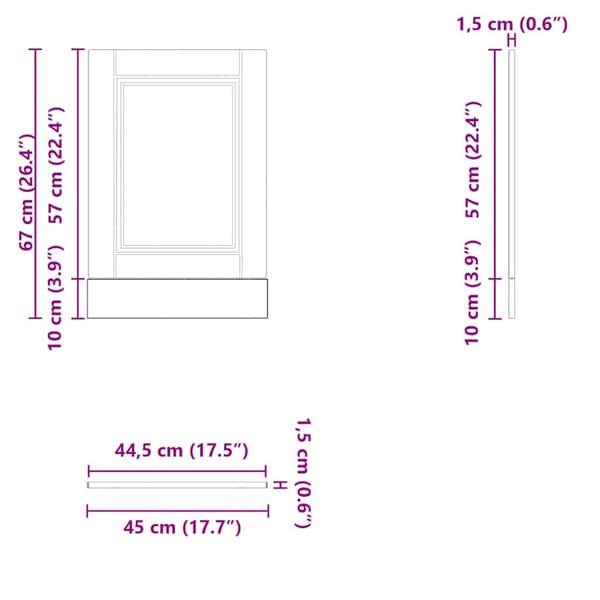 Diskmaskinspanel Porto vit 45x1,5x57 cm konstruerat trä