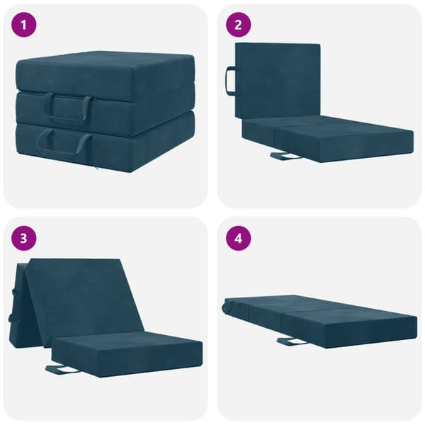 Fällbar Soffbed 90 x 63 x 45 cm Blå