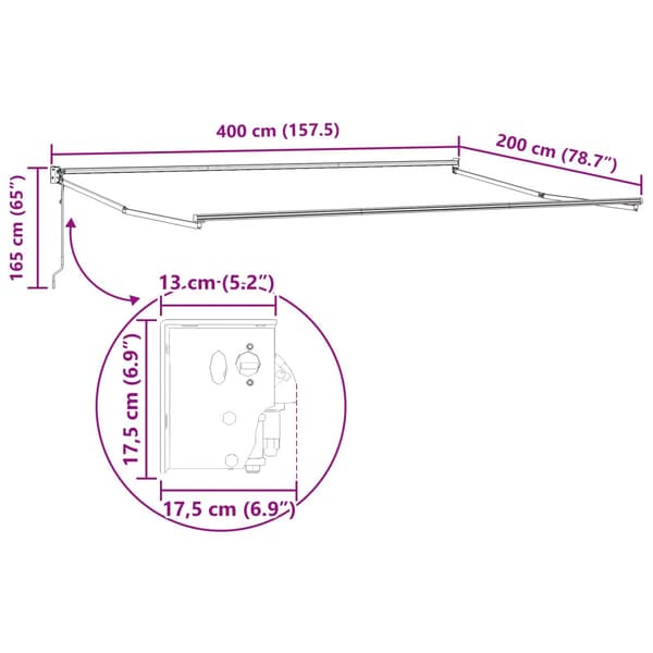 Markis Antracit 4 x 2 m Polyester och metall