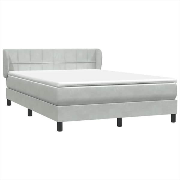 Ramsäng med madrass ljusgrå 160x210 cm sammet