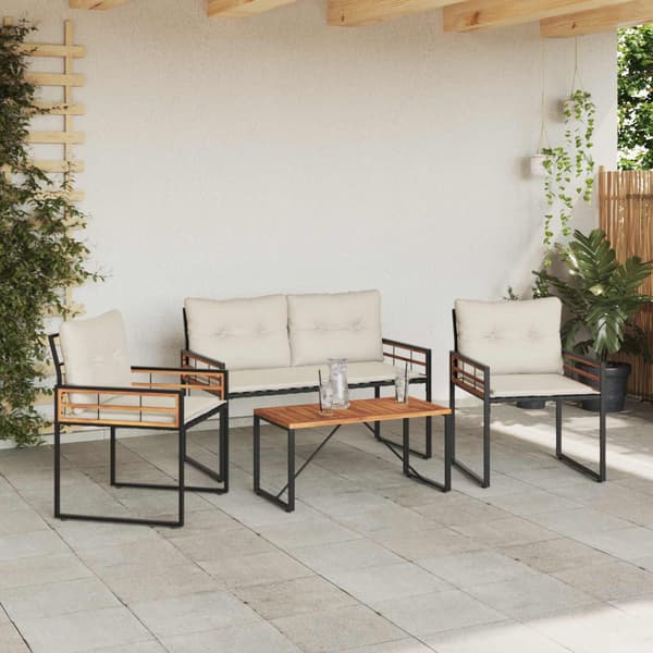 Utemöbelset med kudde 4 pcs Kräm
