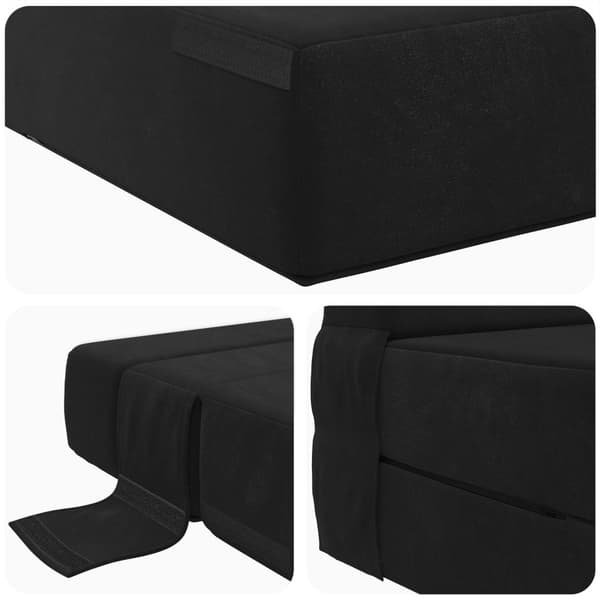 Fällsoffa säng Svart 190 x 70 x 15 cm Sammet