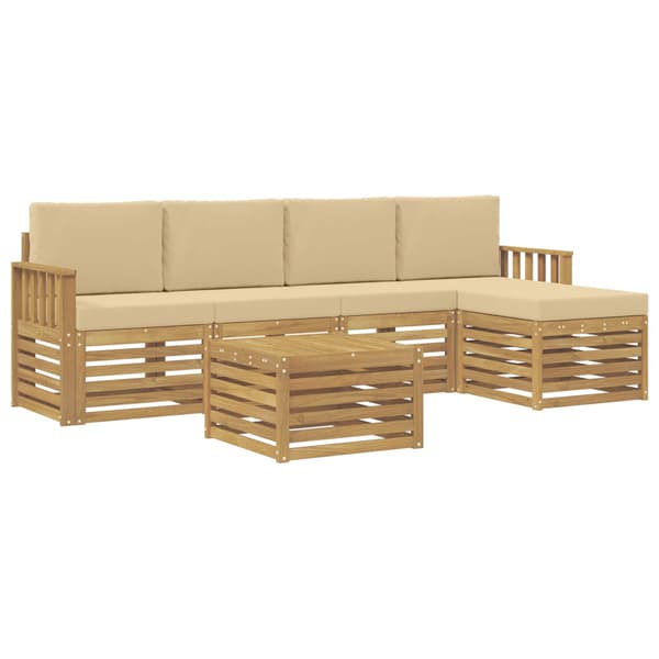 Utomhussoffset 6 pcs Vit och Beige 59 x 59 x 37 cm Polyester