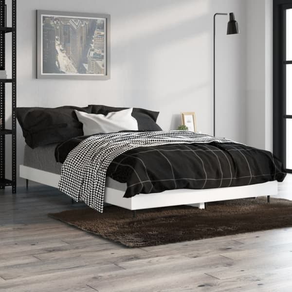 Sängram vit 120x190 cm konstruerat trä