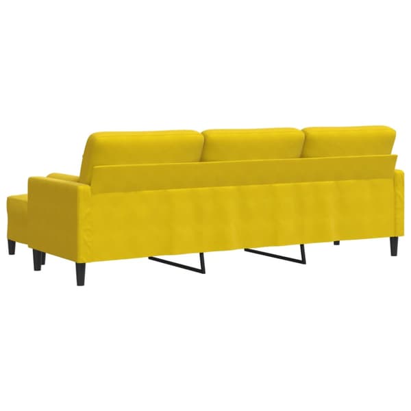 3-sitssoffa med fotpall gul 210 cm sammet