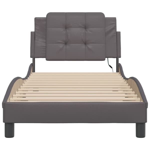 Bed Frame with LED without Mattress "Zadar" Grey 100x200 cm