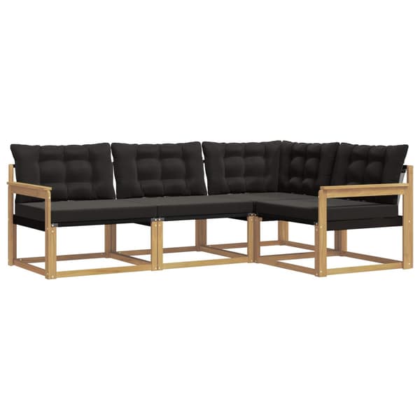 Utomhussoffset med kudde 4 pcs Vit och svart