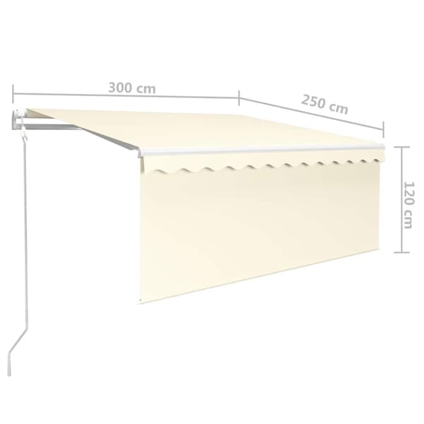 Automatiserad markis med rullgardin 3x2,5m cm gräddvit