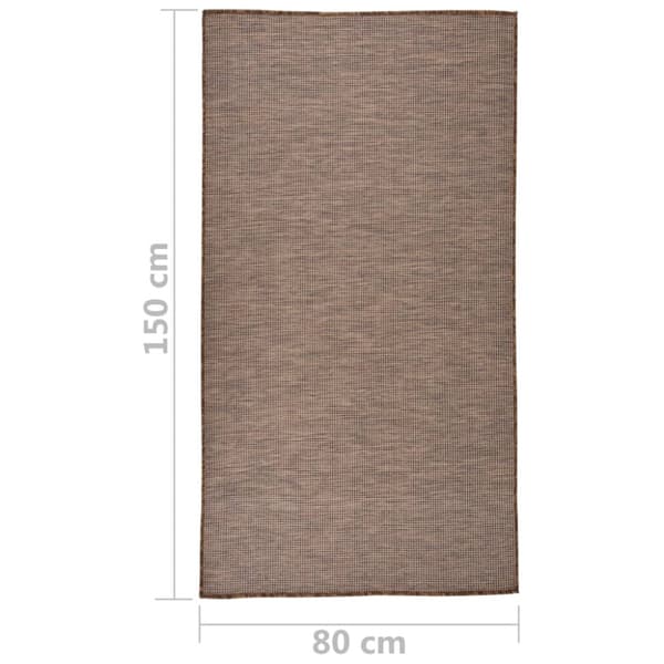 Utomhusmatta plattvävd 80x150 cm brun