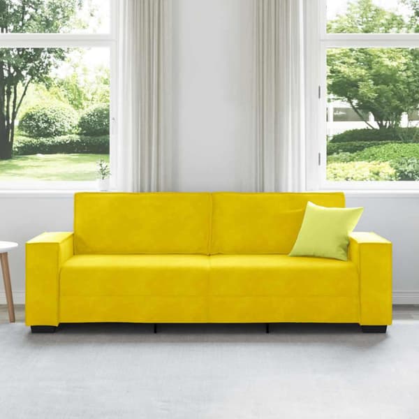 3-sitssoffa gul 220x78x84 cm sammet