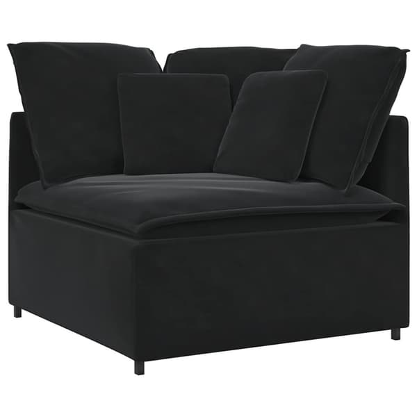 Modulsoffa med kuddar sammet svart
