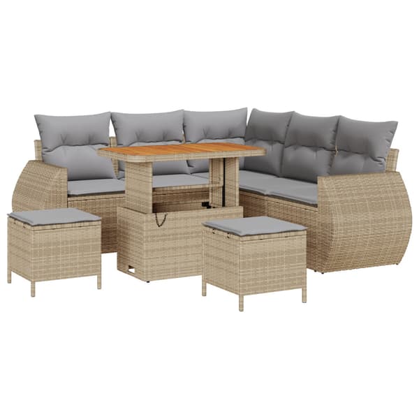 Trädgårdsoffset 8 pcs Beige konstrotting